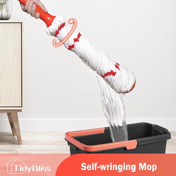 Self Wringing Twist Mop for Floor Cleaning, 57.5 inches Long Handle Cotton - Image 2