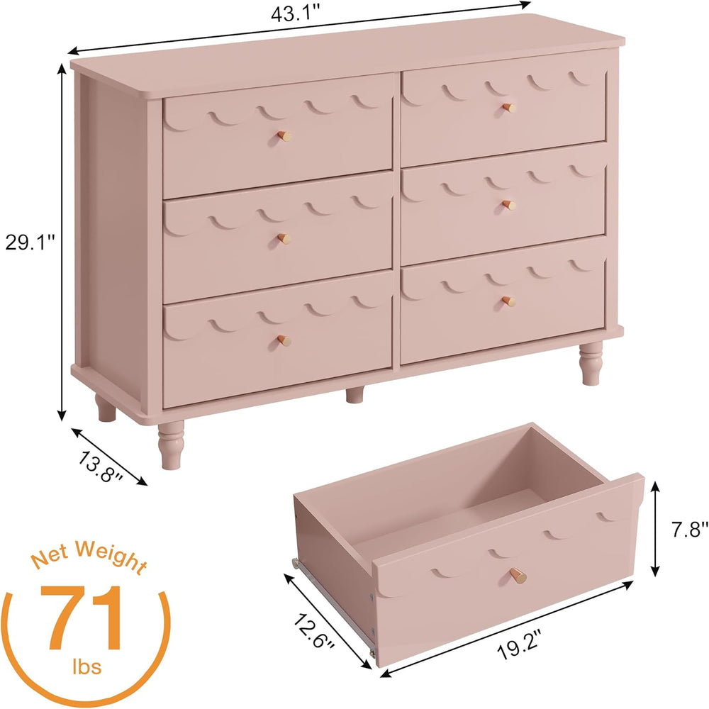 Anbuy Scalloped Dresser for Bedroom Girls Organizer Storage with Drawers, Pin...