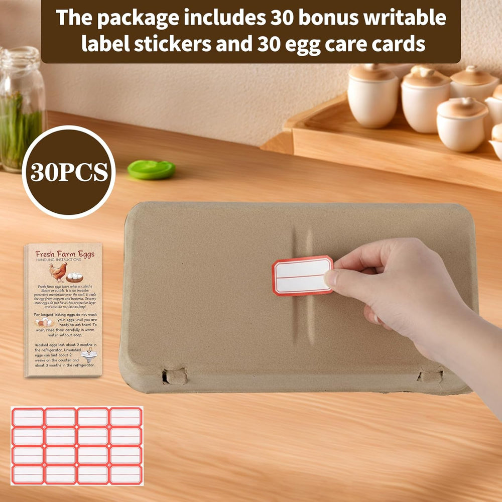 Egg Cartons 18 Count, 30 Pack 3x6 Grids Egg Cartons for Fresh Eggs, Sturdy Ca...