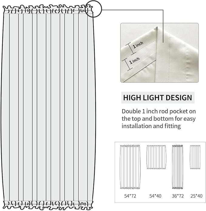 DWCN French Door Curtains – Rod Pocket Thermal Curtain - Image 3