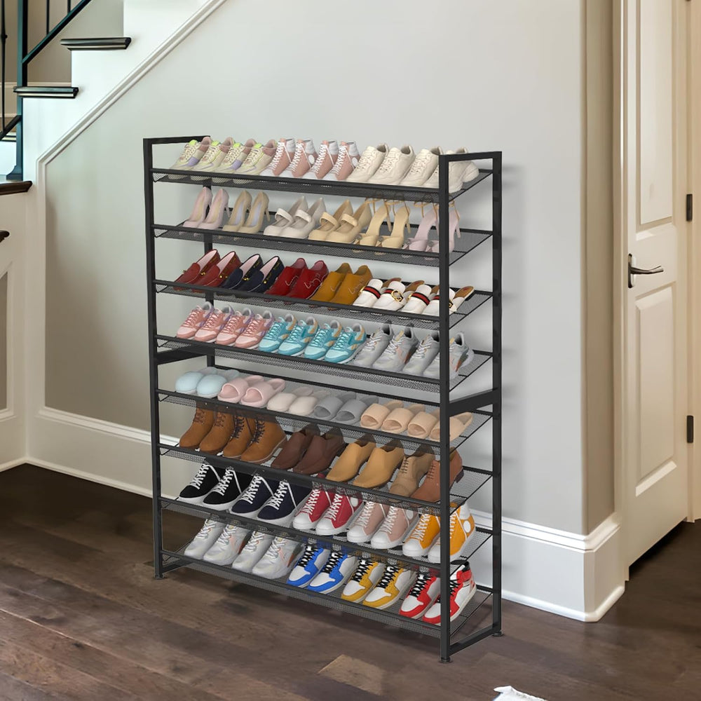 Large Shoe Rack 8 Tier Shoe Organizer, Heavy Duty Metal 4-Tier Stackable Shoe...