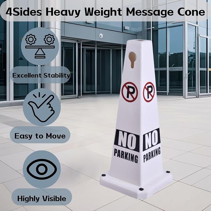 4-Pack 26.5" Caution Cones, 4-Sided Visible Safety Signs - Image 3