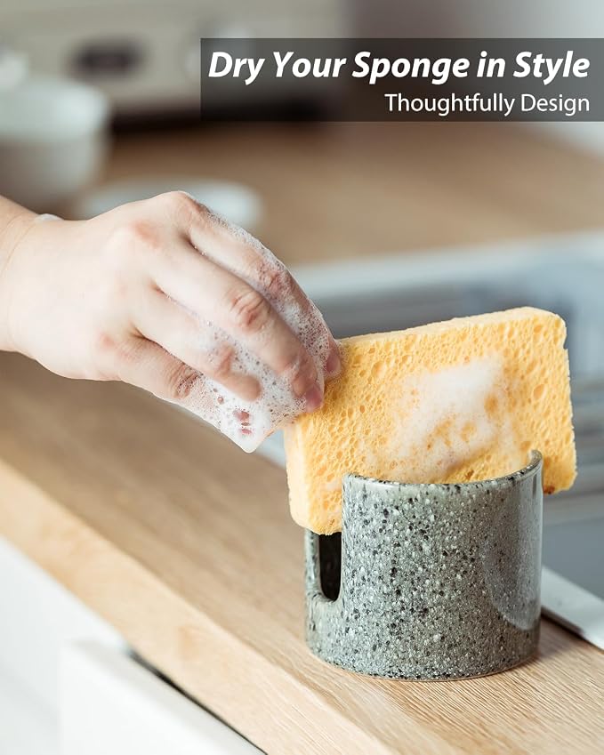 Kitchen Sponge Holder, Ceramic Dish Sponge Holder Scrubby Daddy Farmhouse Dish - Image 5