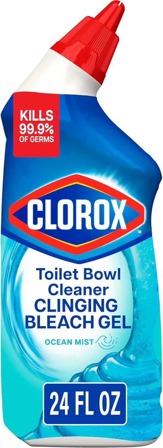 Clorox Toilet Bowl Cleaner Clinging Bleach Gel, Ocean Mist, 24 Fluid Ounces (Package May Vary)