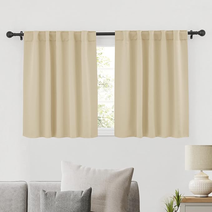 RYB HOME Short Blackout Curtains 36 inches, Solid Heavy Duty Small Window by RYBHOME