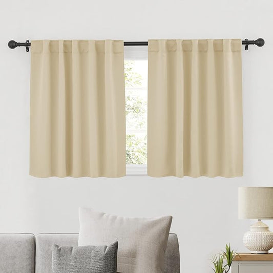 RYB HOME Short Blackout Curtains 36 inches, Solid Heavy Duty Small Window by RYBHOME