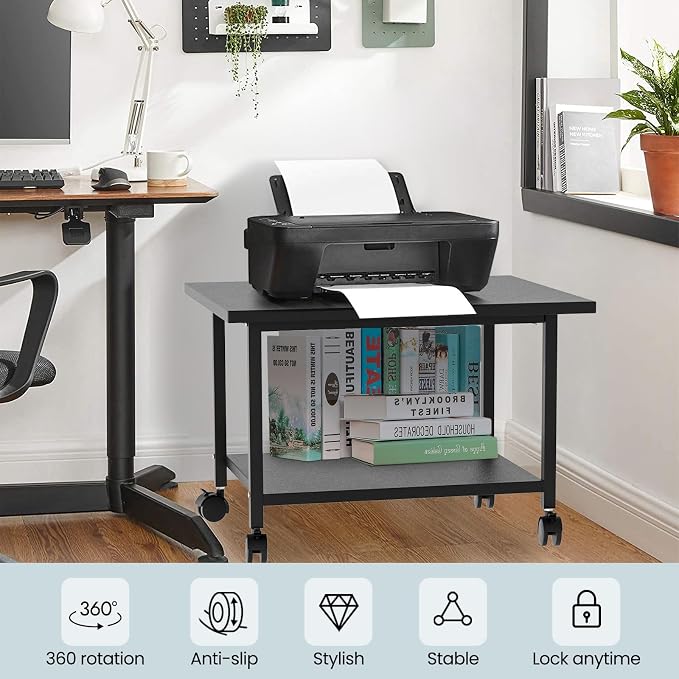 Printer Stand with Storage Under Desk Shelf, Desktop Printer Stand Organizer - Image 7