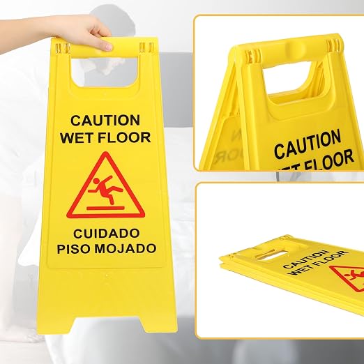 Macarrie 12 Pack Caution Wet Floor Sign Wet Floor Double Sided Cuidado Piso - Image 3