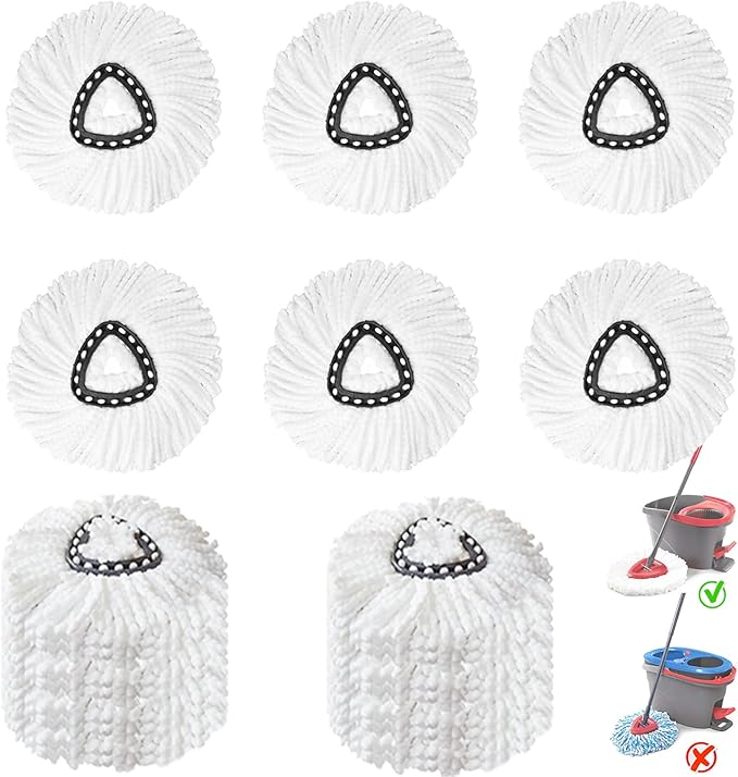 12 Pack Spin Mop Replacement Heads, 100% Microfiber Spin Mop Refill by V-chen