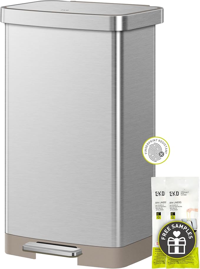 EKO Hudson Matte Stainless 75 Liter/20 Gallon Step Trash Can by EKO
