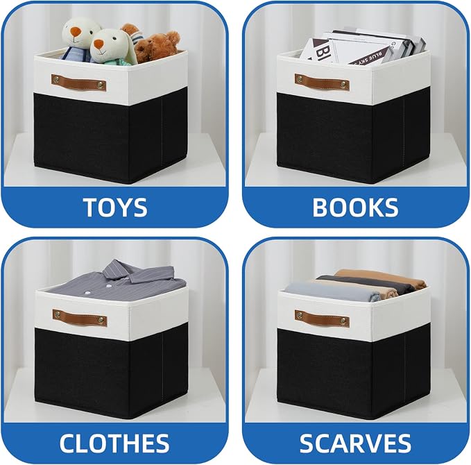 Temary 11 inch Cube Storage Bin 4 Pack Fabric Storage Cubes - Image 4