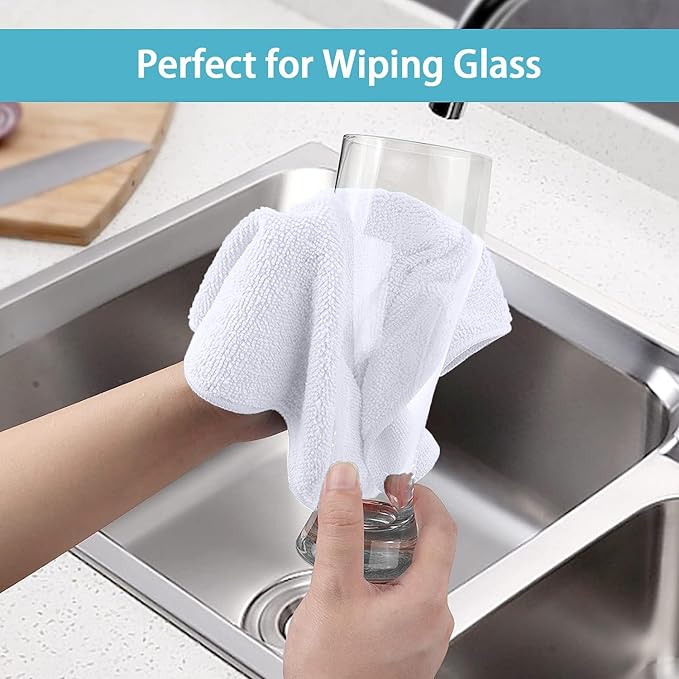 HOMEXCEL White Microfiber Cleaning Cloth, 100 Pack Cleaning Towels - Image 6