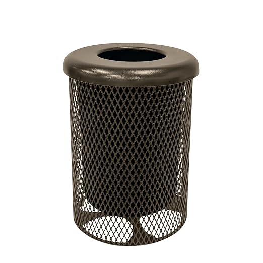 COATEDOUTDOORFURNITURE RFT-TXTBRW Heavy Duty Round Trash Receptacle by CoatedOutdoorFurniture