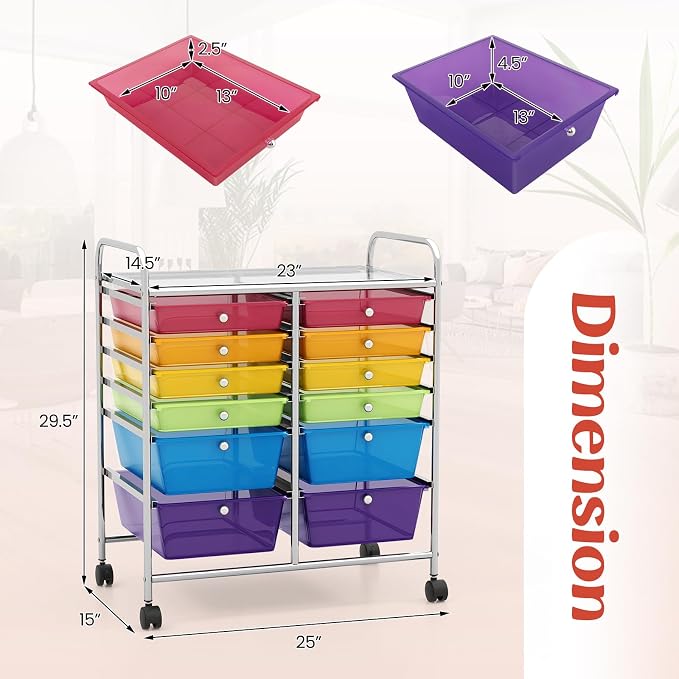GOFLAME 12-Drawer Rolling Storage Cart, Mobile Utility Cart - Image 3