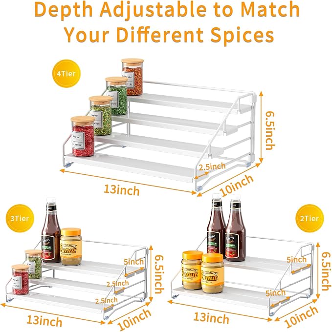 RCHYFEED Spice Rack Organizer for Cabinet, 4 Tier Spice Organization for - Image 6