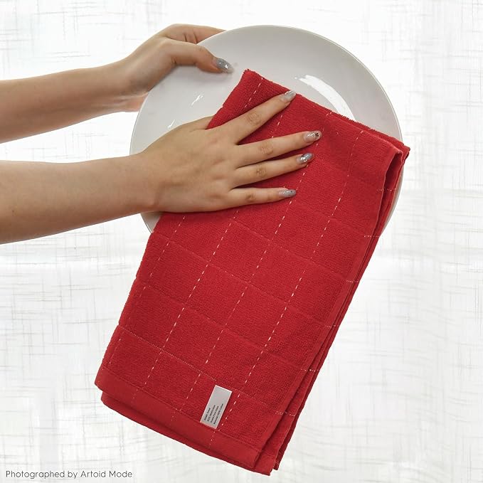 Artoid Mode Checkered Designed Cotton Red Green Terry Kitchen Dish Towels - Image 5