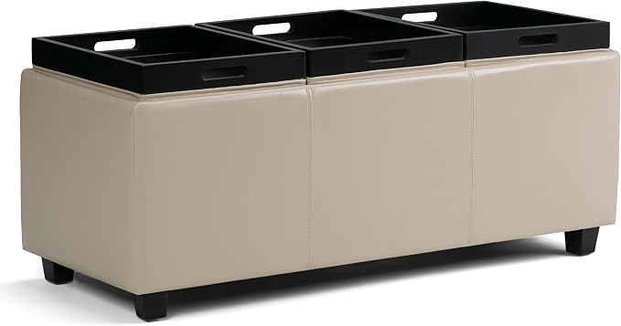 SIMPLIHOME Avalon 42 inch Wide Contemporary Rectangle Storage Ottoman in Satin - Image 5