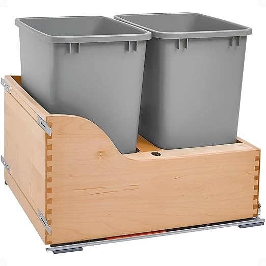 Rev-A-Shelf Pullout Trash Cans for Kitchen Cabinet, Dual 35 Qt Bins by Rev-A-Shelf