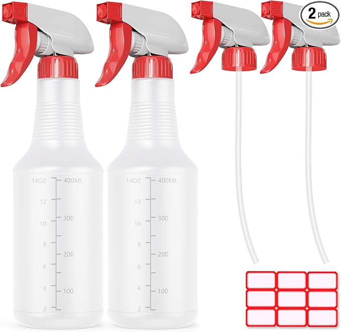 Veco Spray Bottle with Measurements and Adjustable Nozzle, HDPE Plastic Spray by Veco