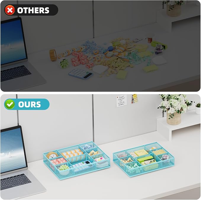 Marbrasse 2 Pack Desk Drawer Organizer, Mesh Drawer Organizer Tray - Image 7