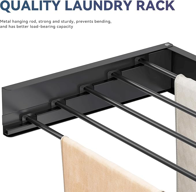 APEXCHASER Wall Mounted Clothes Drying Rack, Laundry Drying Rack Foldable - Image 4