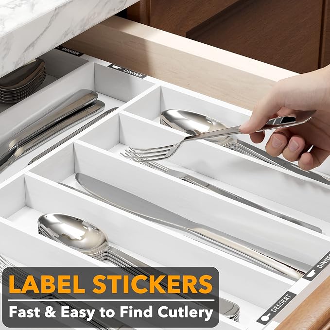 SpaceAid Bamboo Silverware Drawer Organizer - Image 5