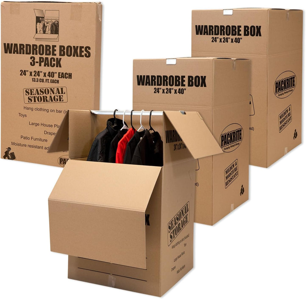 Large Wardrobe Moving Boxes with Bar for Hanging Clothes Moving Box with Hang...