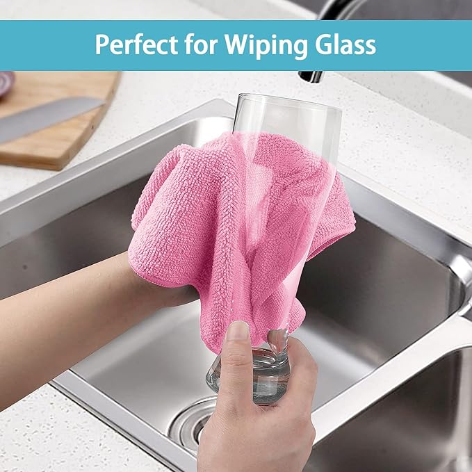HOMEXCEL Pink Microfiber Cleaning Cloth, 50 Pack Cleaning Towels - Image 6