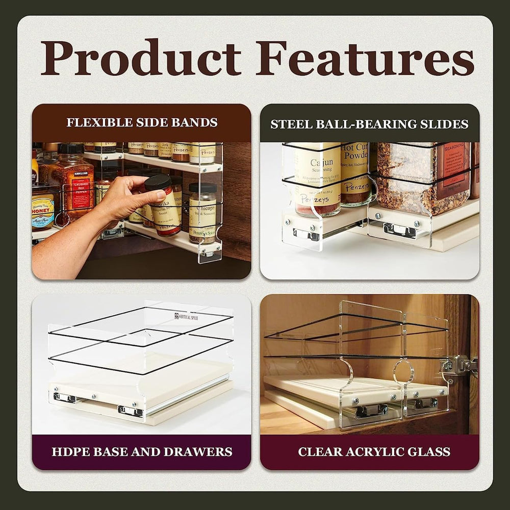 Vertical Spice - Narrow Pullout Spice Rack - Sliding Drawer for Kitchen Organ...