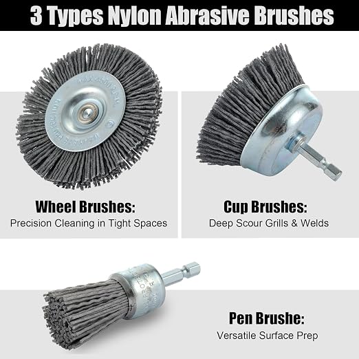 MAXMAN Nylon Drill Brush Set for Rust Removal - Image 7