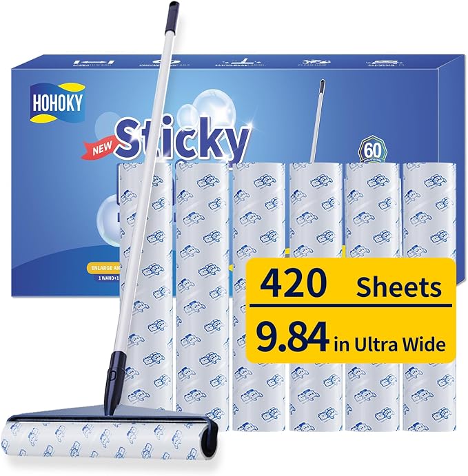 Floor Lint Rollers for Pet Hair Extra Sticky Mop，9.84in by Home