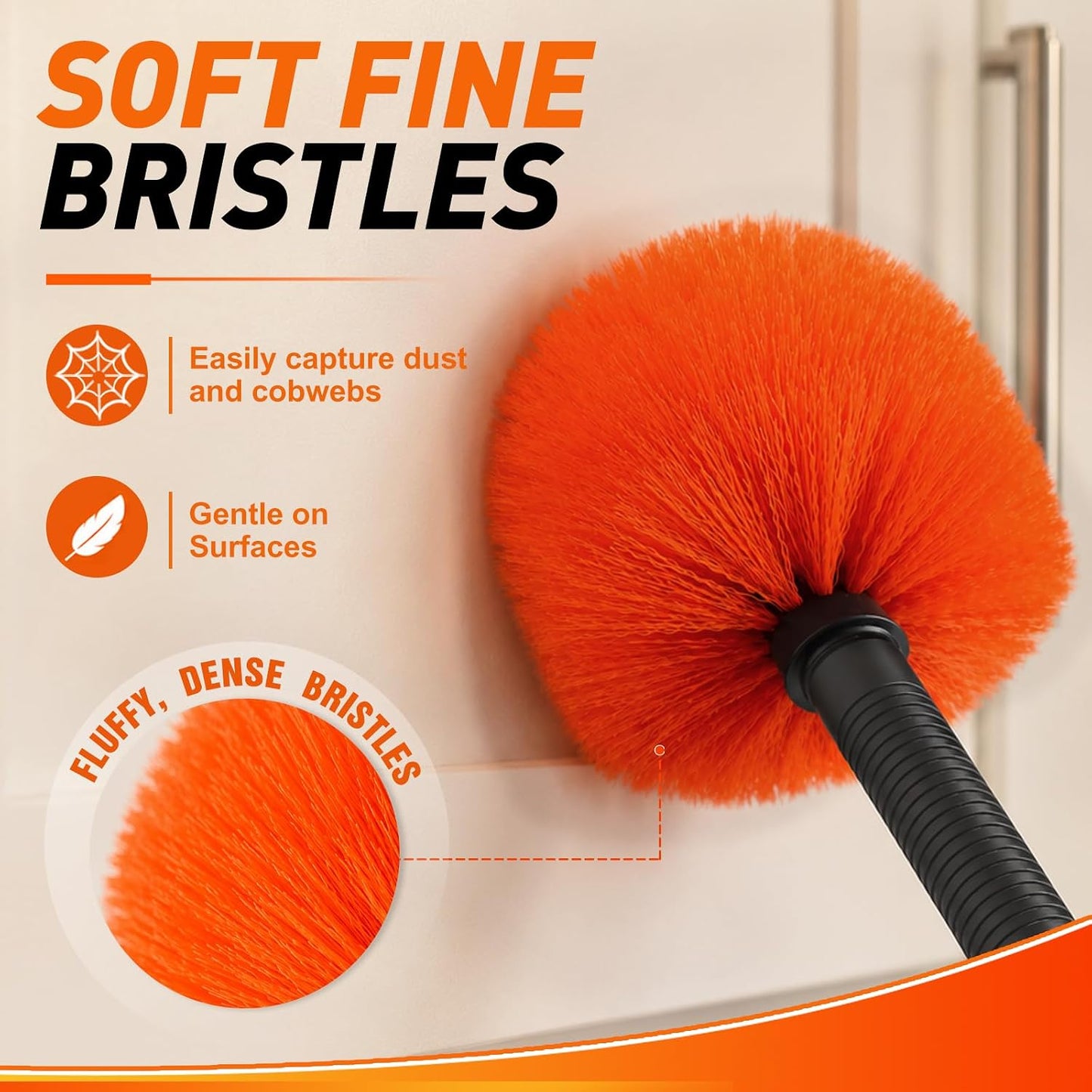 LAANPOLE Cobweb Duster, Spider Web Brush for Cleaning, Professional Ceiling and Corner Dusters for Outdoor Indoor Use