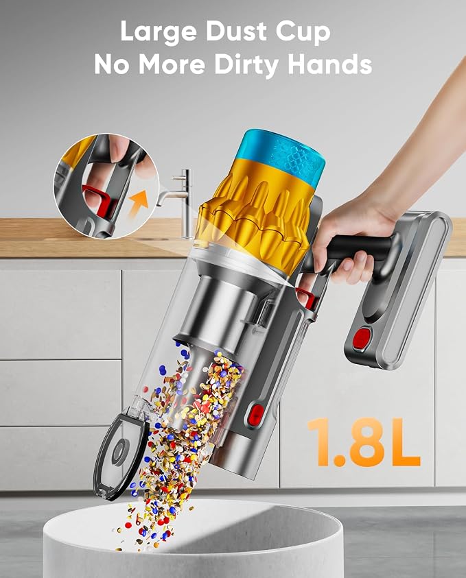 Cordless Vacuum Cleaner, 600W/50KPA, Max 70 Mins Runtime, Self-Standing Vacuum - Image 5