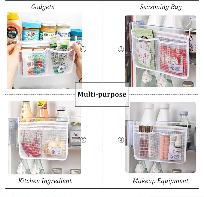 3PCS Refrigerator Door Organizer Set, Fridge Hanging Mesh Bag - Image 4