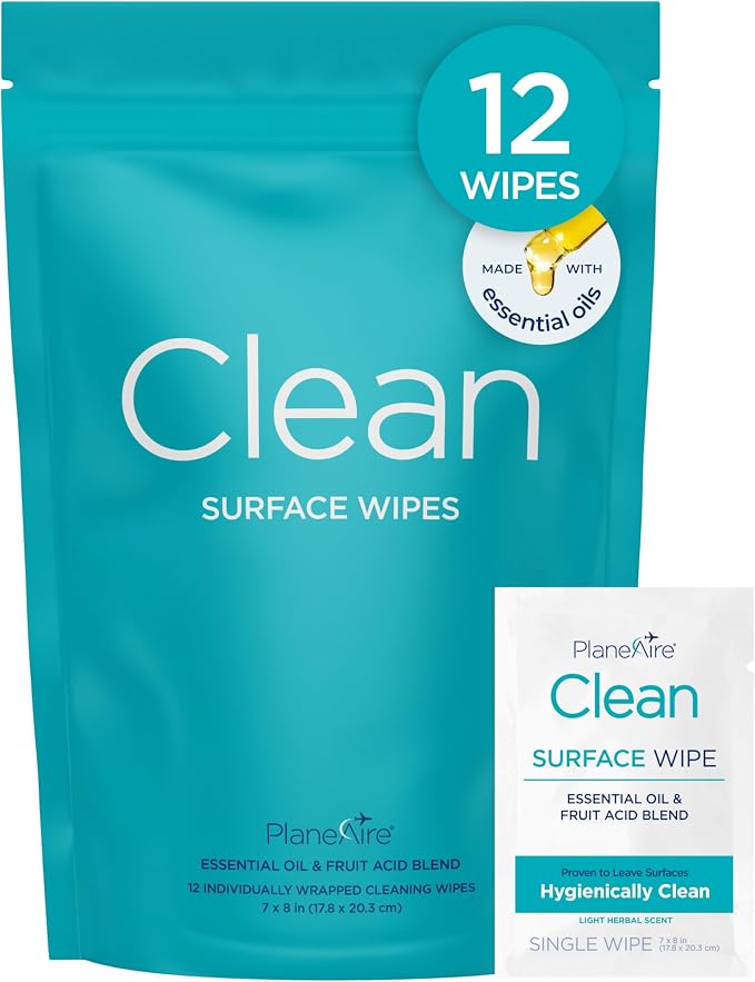 Clean Wipes | Surface Cleaning Wipes | Individually Wrapped Travel Wipes | All by PlaneAire