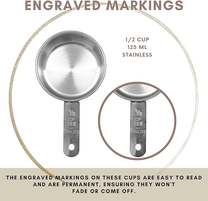 1/2 Cup Stainless Steel Measuring Cup | Sturdy Metal 125 ml | 125 cc | 4 oz | - Image 5