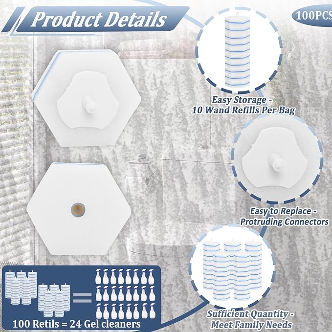 Disposable Toilet Bowl Wand Refills, Toilet Cleaner Refill Pads Compatible - Image 2