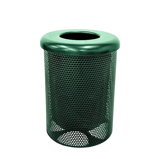 COATEDOUTDOORFURNITURE RFT-P-TXTGRN Heavy Duty Round Trash Receptacle by CoatedOutdoorFurniture
