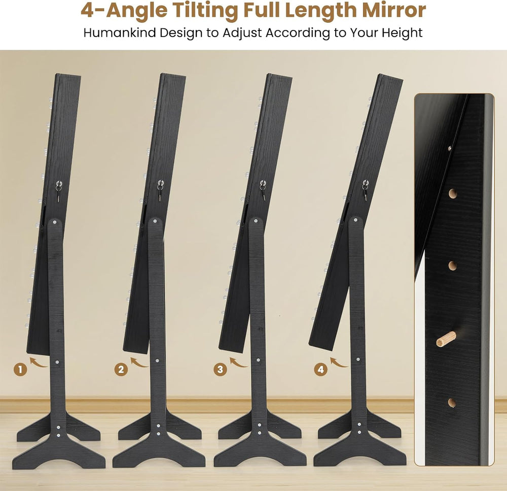 Giantex Standing Jewelry Armoire with Lighted Full Length Mirror, Lockable Je...