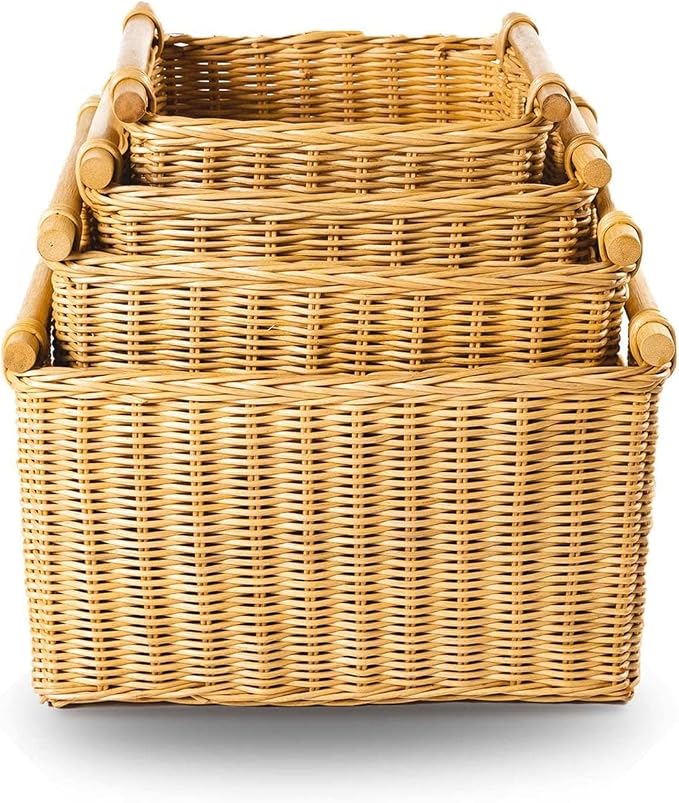The Basket Lady Deep Pole Handle Wicker Storage Basket, Extra Large, 17.5 in L - Image 5