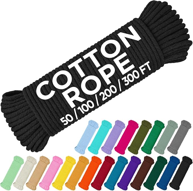 TECEUM Cotton Rope 3/16” – 200 FT – Strong All-Purpose Braided Rope – Natural by TECEUM