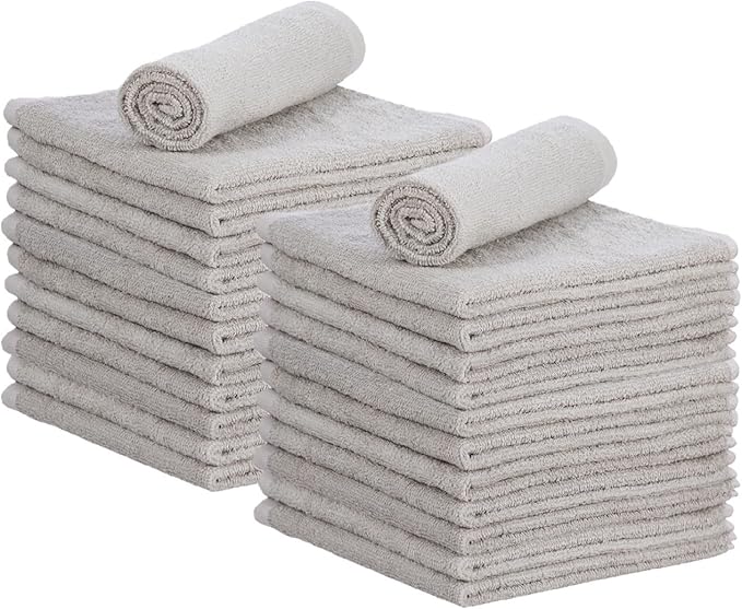 Superio Cotton Terry Washcloths Grey Towels 100% Cotton Cleaning Cloth 16" Rags by Superio