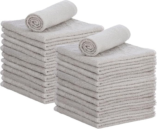 Superio Cotton Terry Washcloths Grey Towels 100% Cotton Cleaning Cloth 16" Rags by Superio