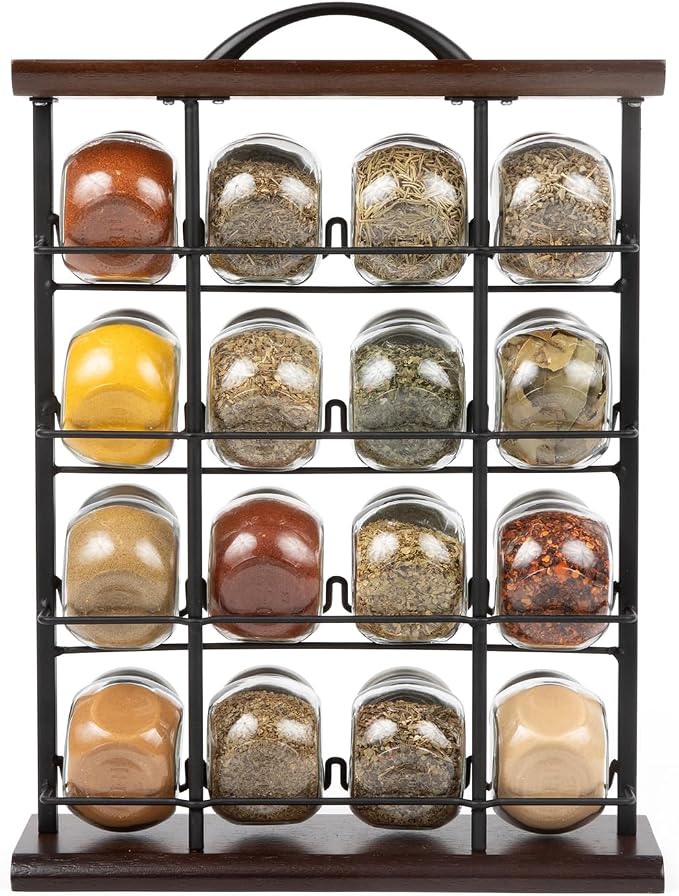 Orii 16 Jar Acacia Wood & Metal Wire Spice Rack - Image 5