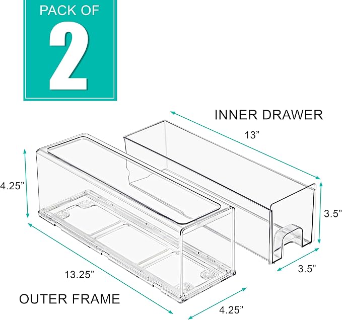 Sorbus Small Clear Storage Drawers – Stackable Organizer Bins - Image 2