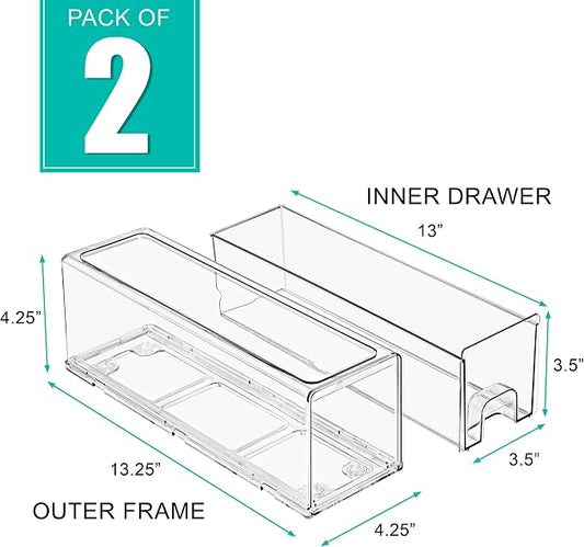 Sorbus Small Clear Storage Drawers – Stackable Organizer Bins - Image 2