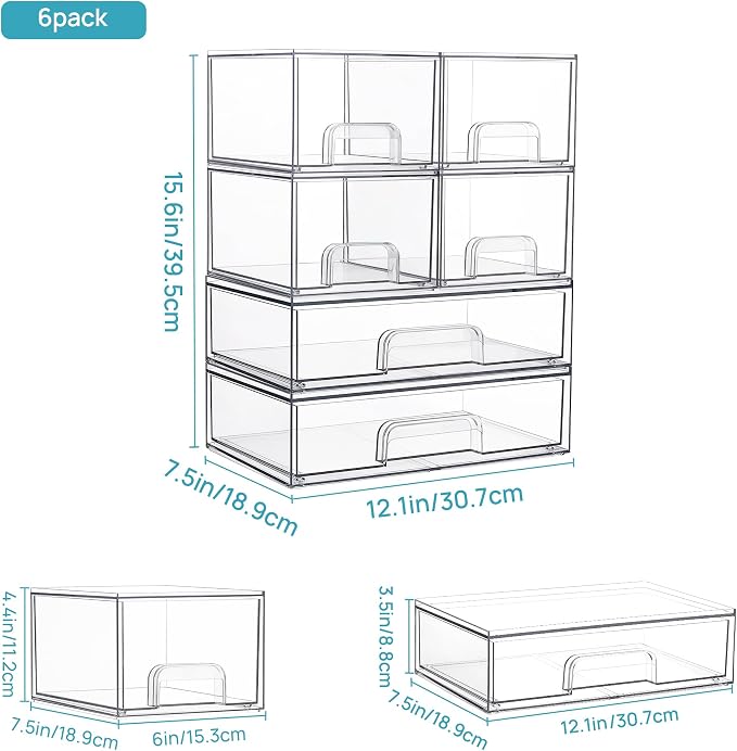 Vtopmart Stackable Storage Drawers Set of 6, Laundry Room Organization - Image 3