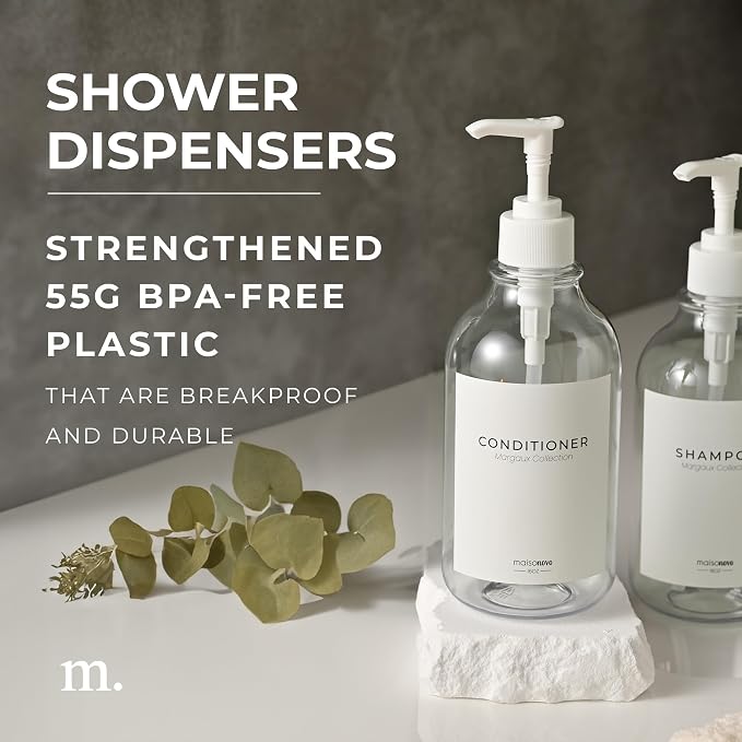 MaisoNovo Refillable Shampoo and Conditioner Bottles | 16.9 fl oz Set of 3 - Image 2