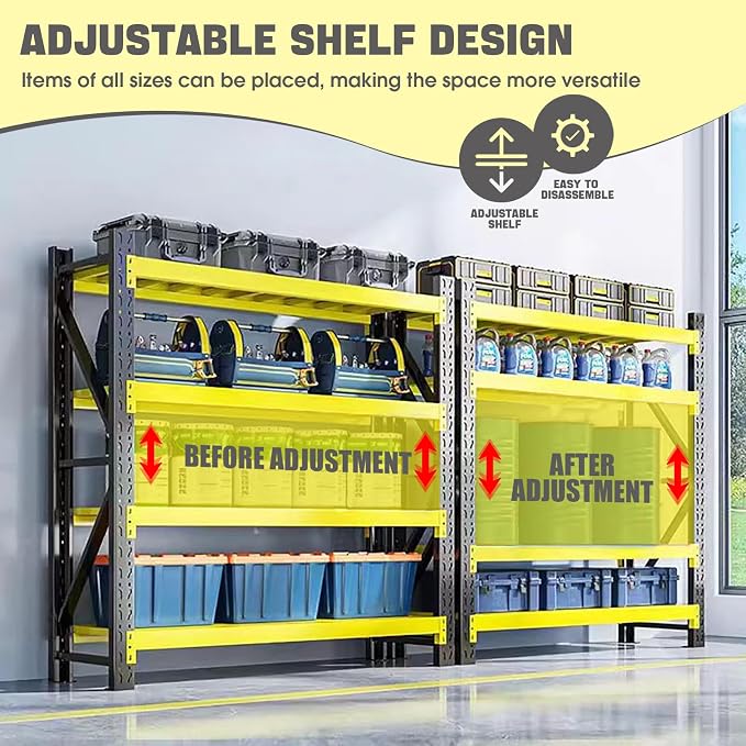 5000lbs Load Capacity, Heavy Duty 4-Tier Steel Shelving Unit, Adjustable - Image 3