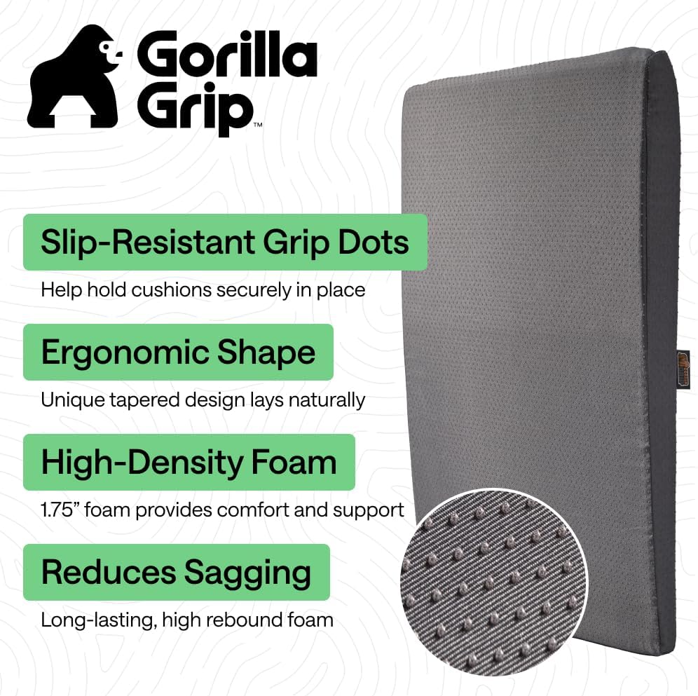 GORILLA GRIP Ergonomic High Density Couch Cushion Support Foam, Quick Rebound Sofa Lifters for Sagging Cushions, Stays in Place with Grip Dots, Replacement Stuffing, 20x19x1.75 Inches, 1 Pack, Gray